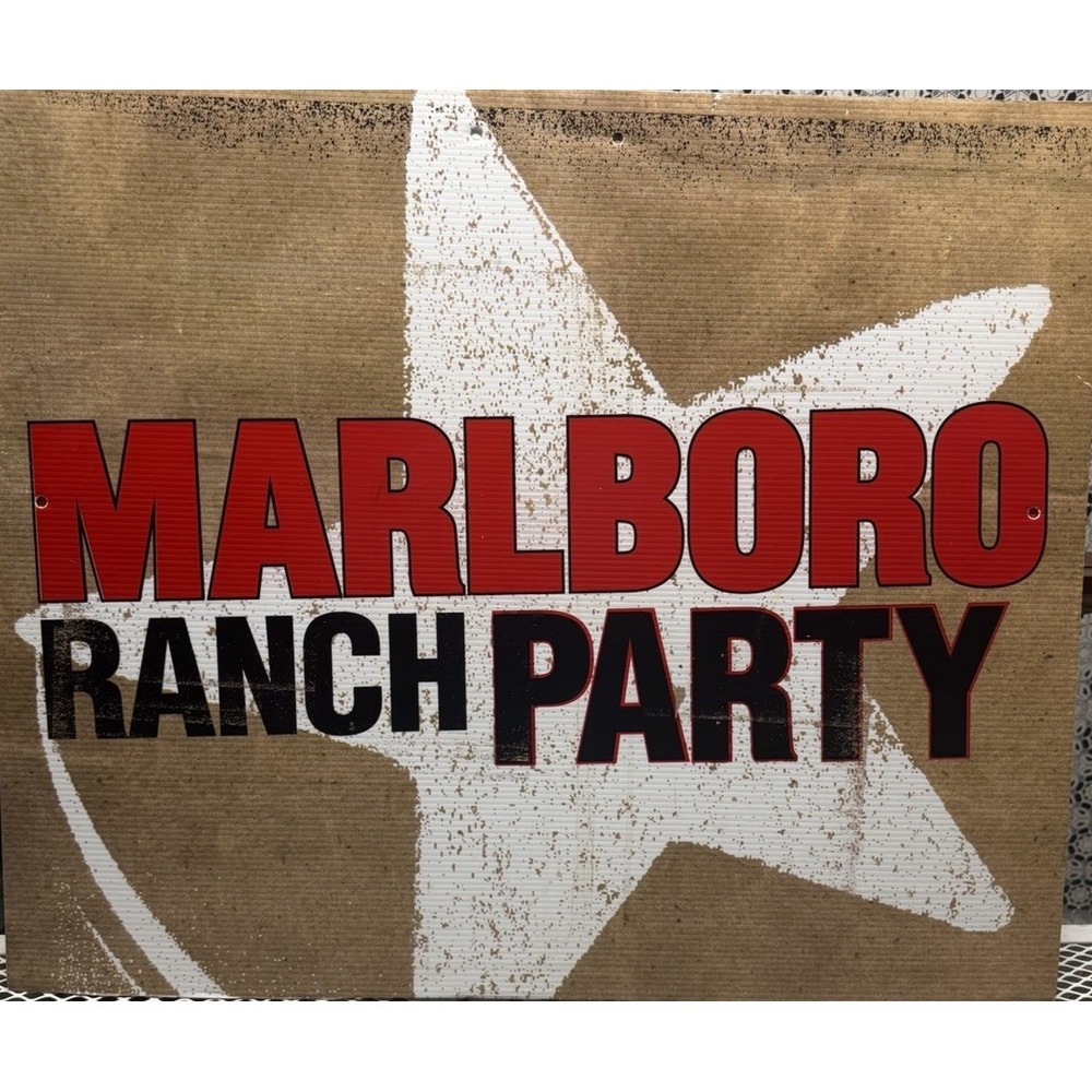 Vintage Marlboro Ranch Party Advertising Sign Corrugated Plastic Panel 32x27